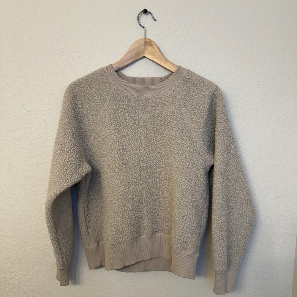 Everlane The ReNew Fleece Oversized Crew, Tan/Beige